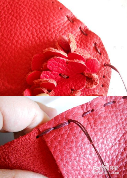 大红色花朵手拿包手工制作方法