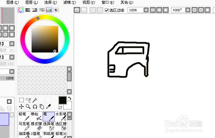 Sai软件手绘简笔画行驶中的搅拌车