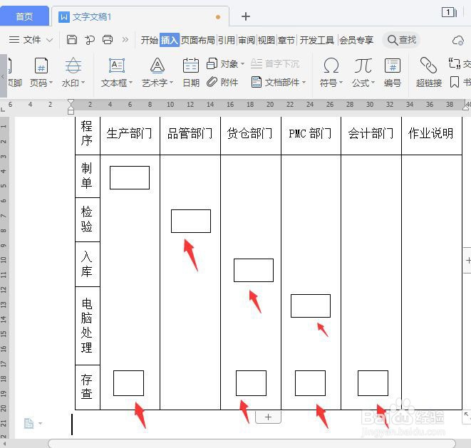 wps怎么制作入库单作业流程图?