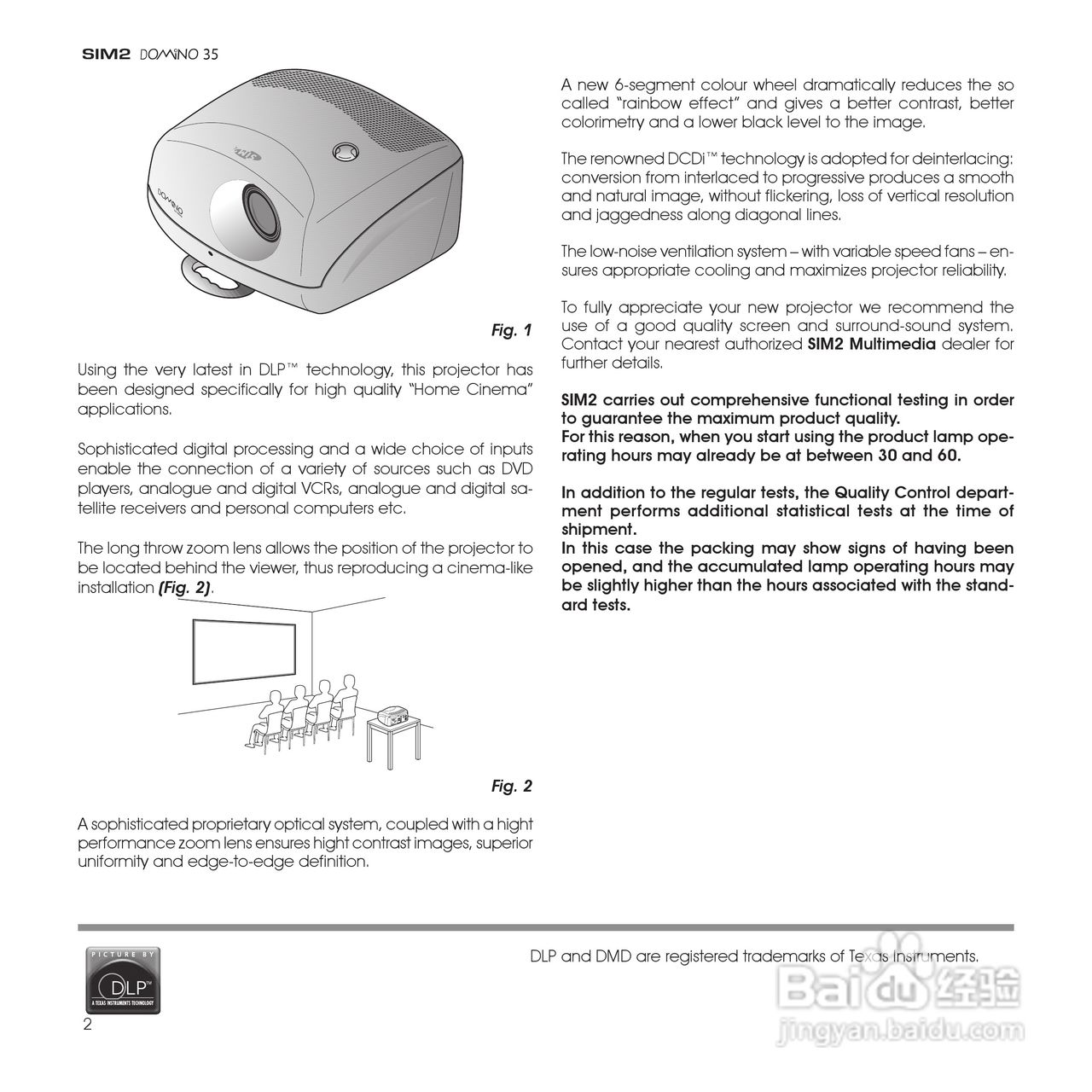 SIM2 DOMINO 35投影机说明书:[1]