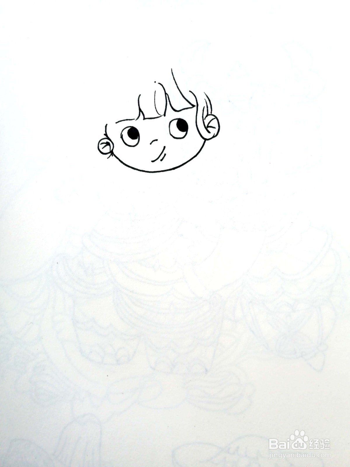 戴着草帽的女孩儿线描画怎么画