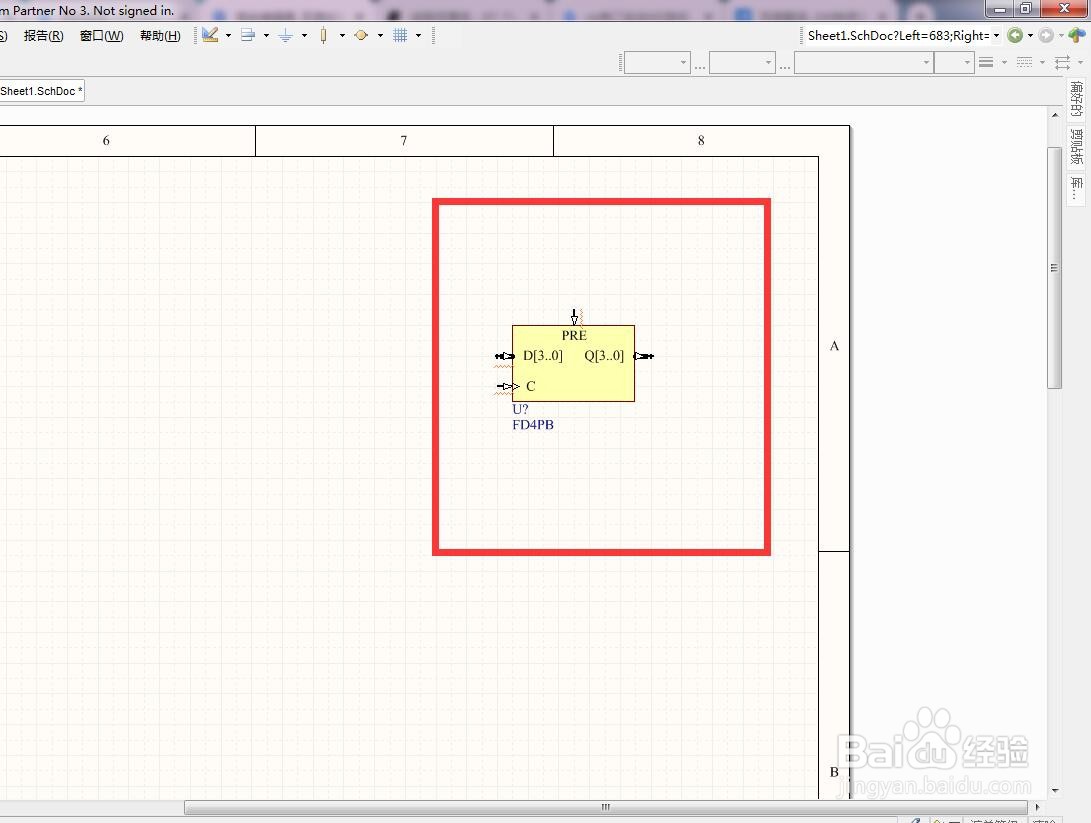 如何在AD中放置4位预置总线D型触发器?