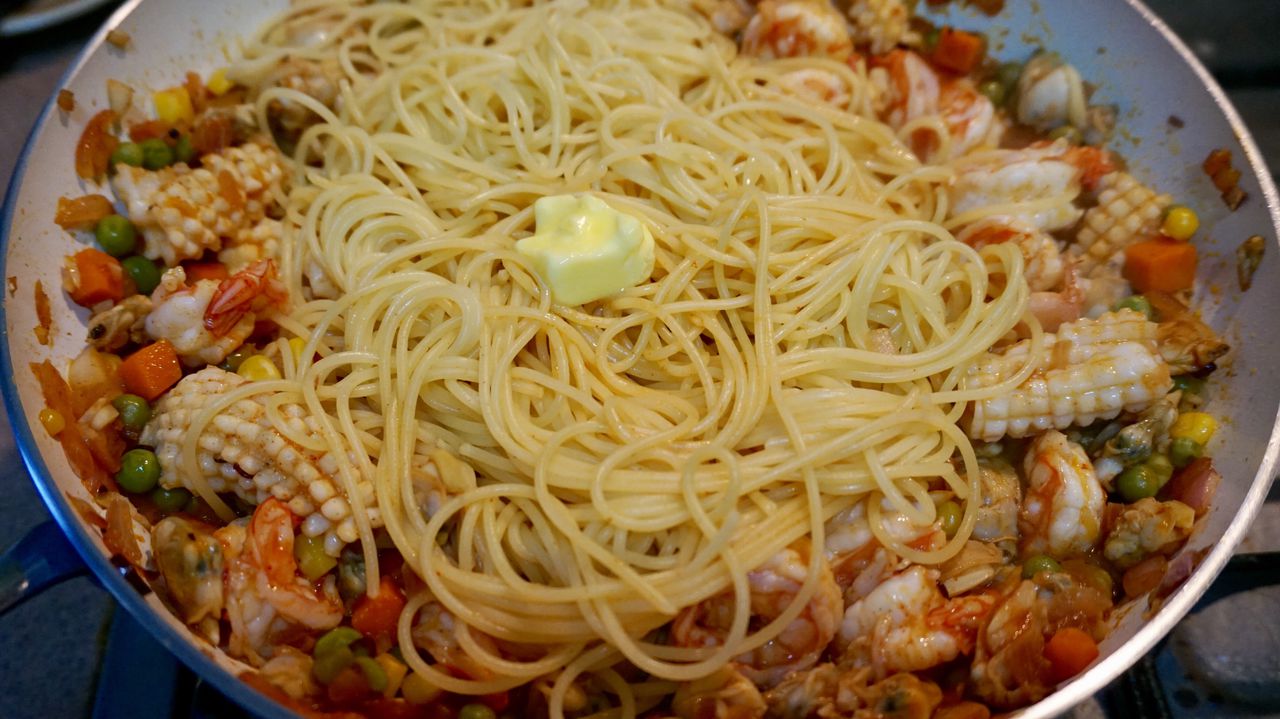 让你垂涎欲滴的辣海鲜意粉！