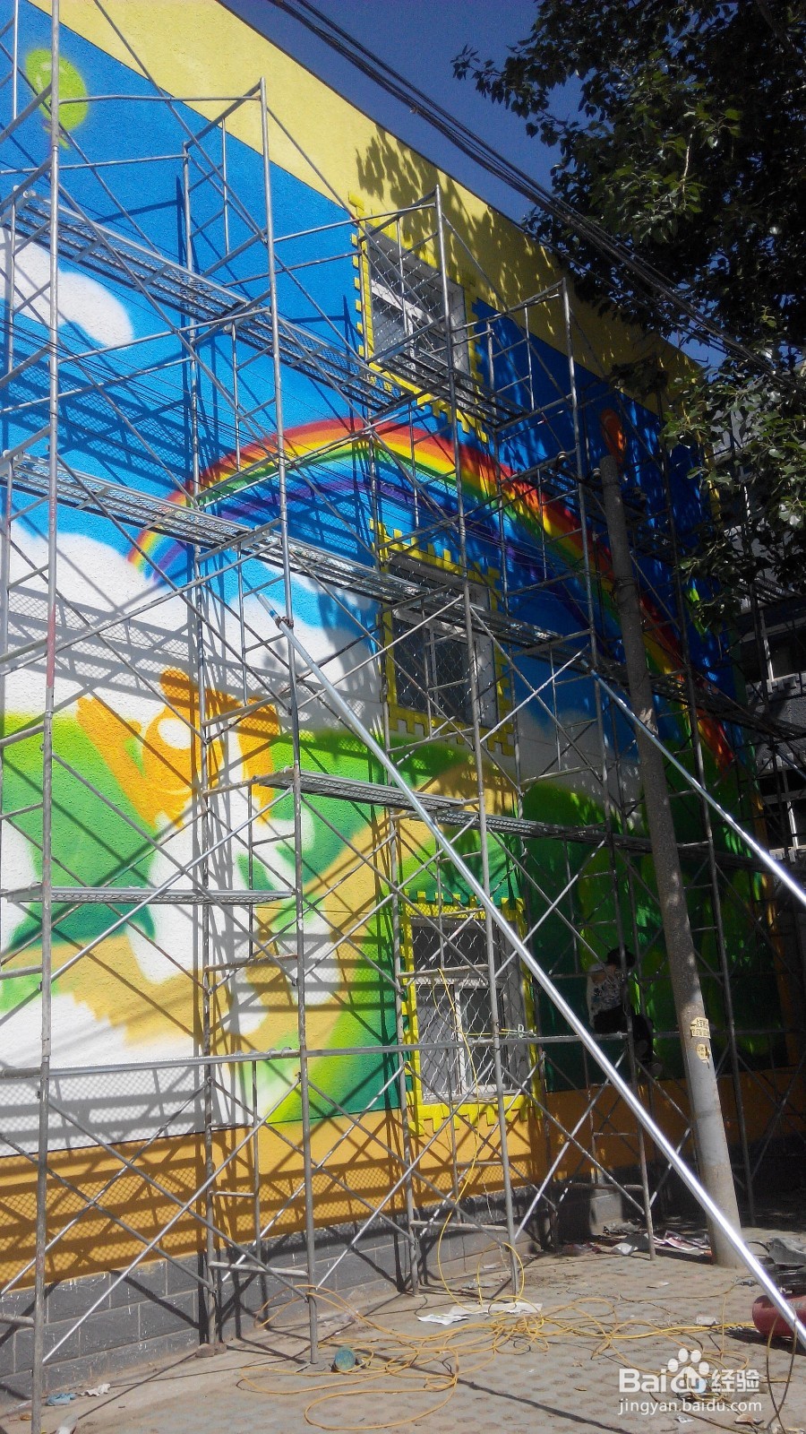 紫墨堂墙绘的幼儿园施工步骤图