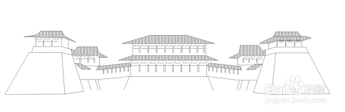 第五步:畫出洛陽應天門的屋簷.