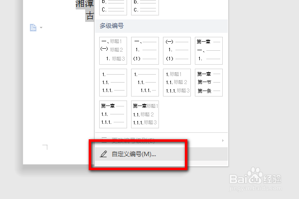 WPS文档如何添加自定义多级编号