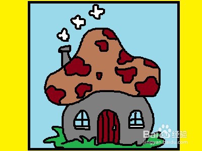 简笔画系列-怎样画蘑菇屋