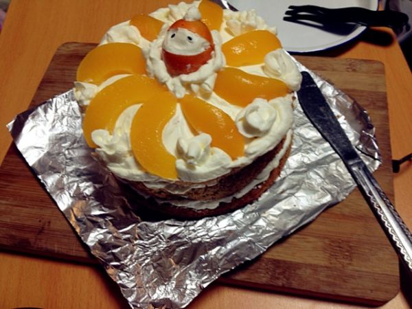 黄桃巧克力戚风裸蛋糕