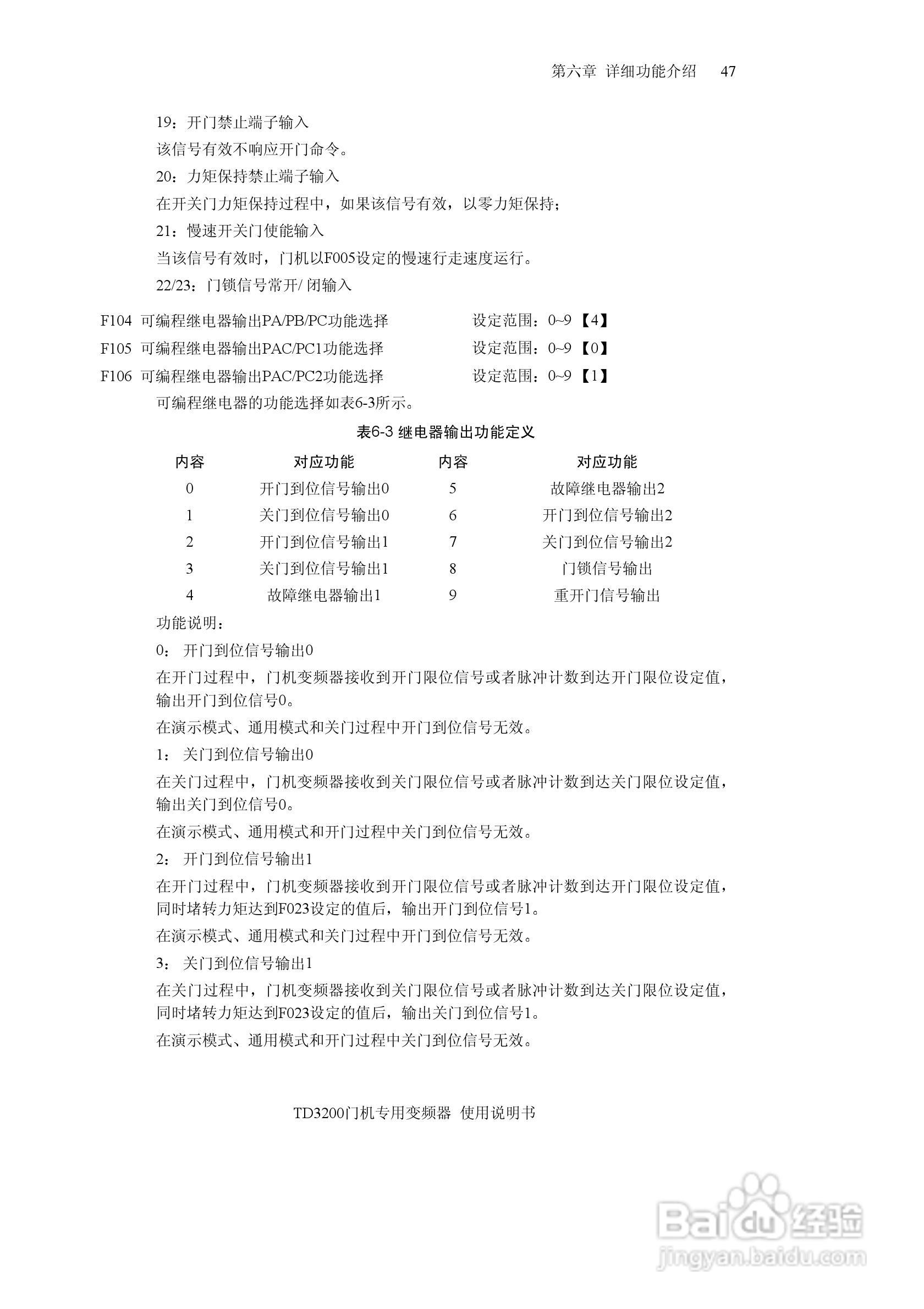艾默生的门机控制器TD3200说明书:[6]