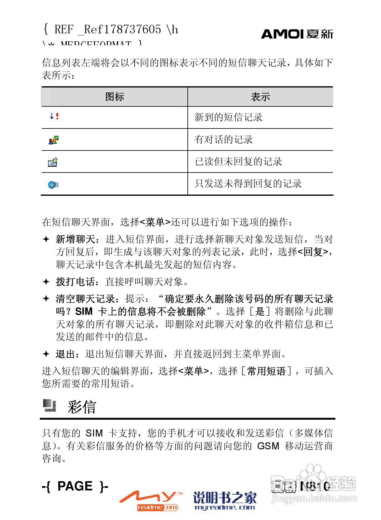 夏新N810手机使用说明书:[8]