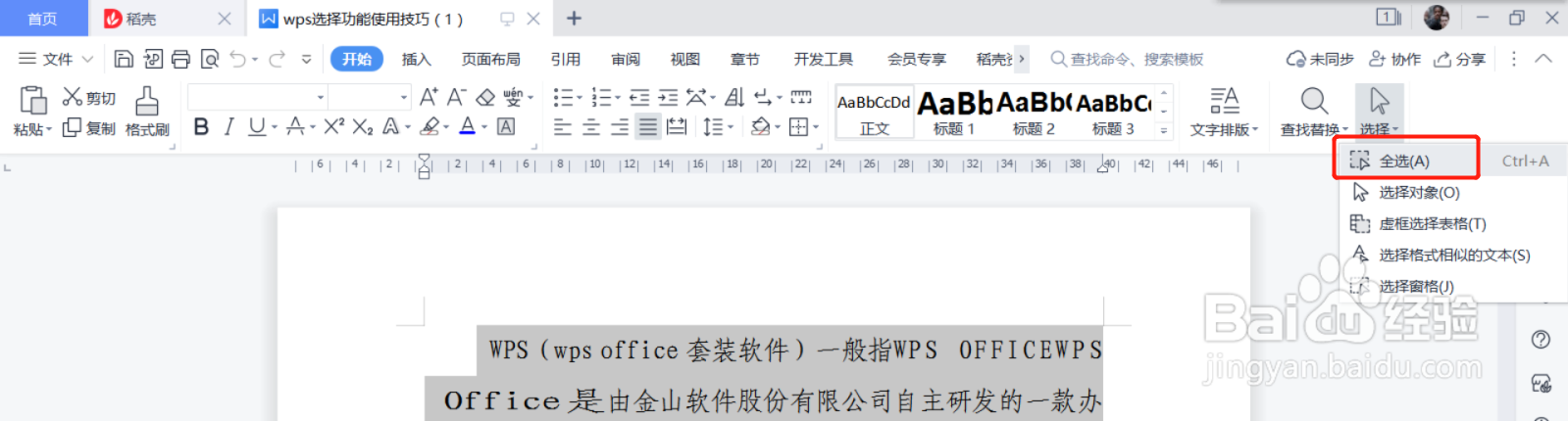 wps选择功能使用技巧(1)