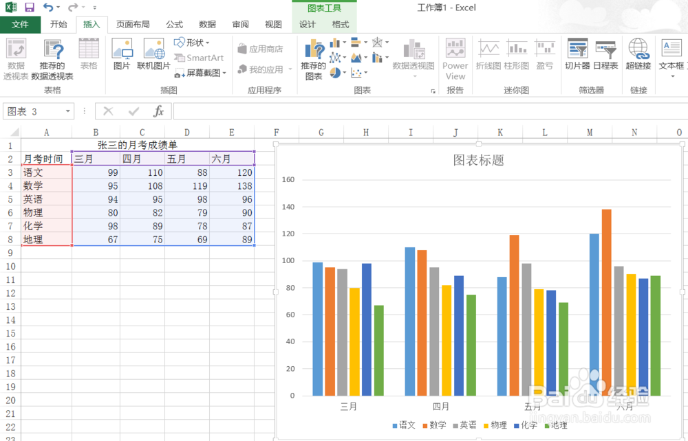 EXCEL——使用excel跟据表格制作简易图表