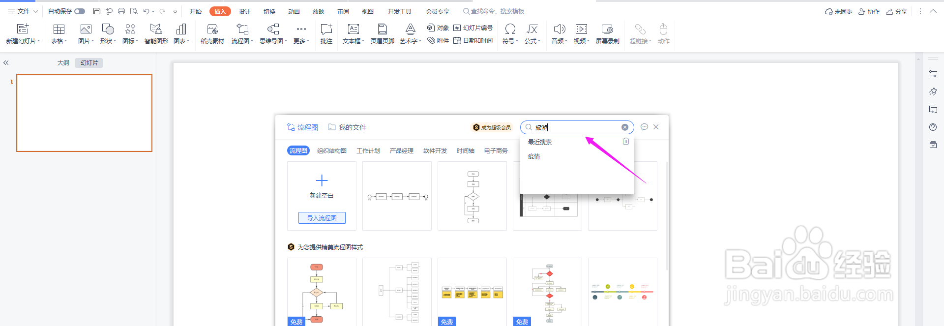 PPT怎么快速创建旅游攻略流程图