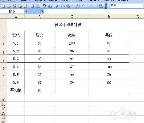 在excel中计算算术平均值 百度经验