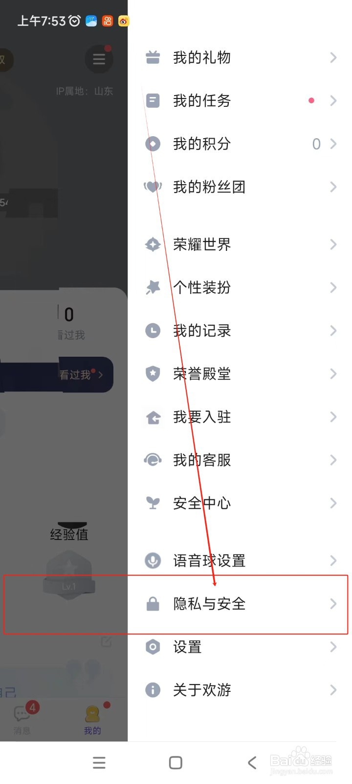 欢游如何关闭城市标签对他人隐藏功能