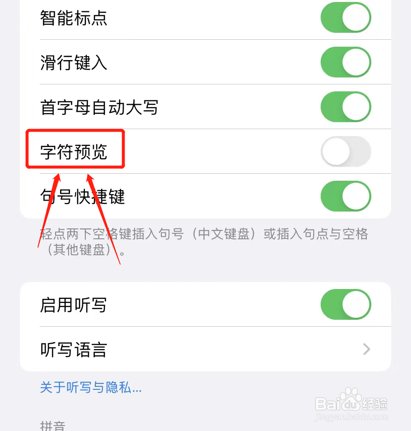iPhone怎么关闭字符预览