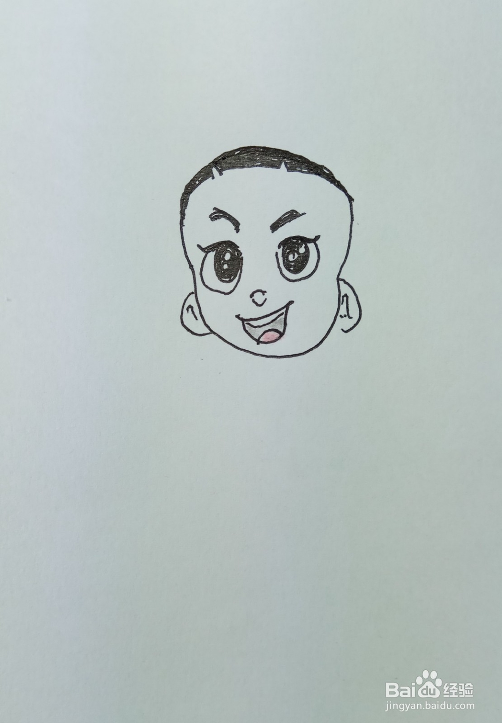 怎样画儿童简笔画“大头儿子抓蝴蝶”