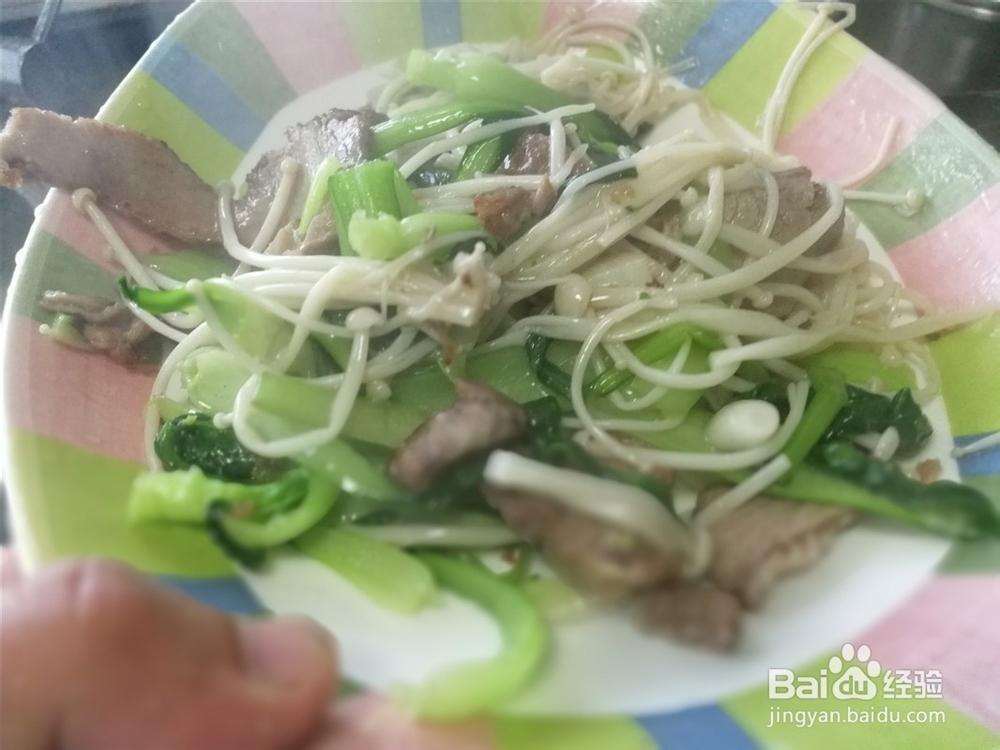 油菜叶炒金针菇