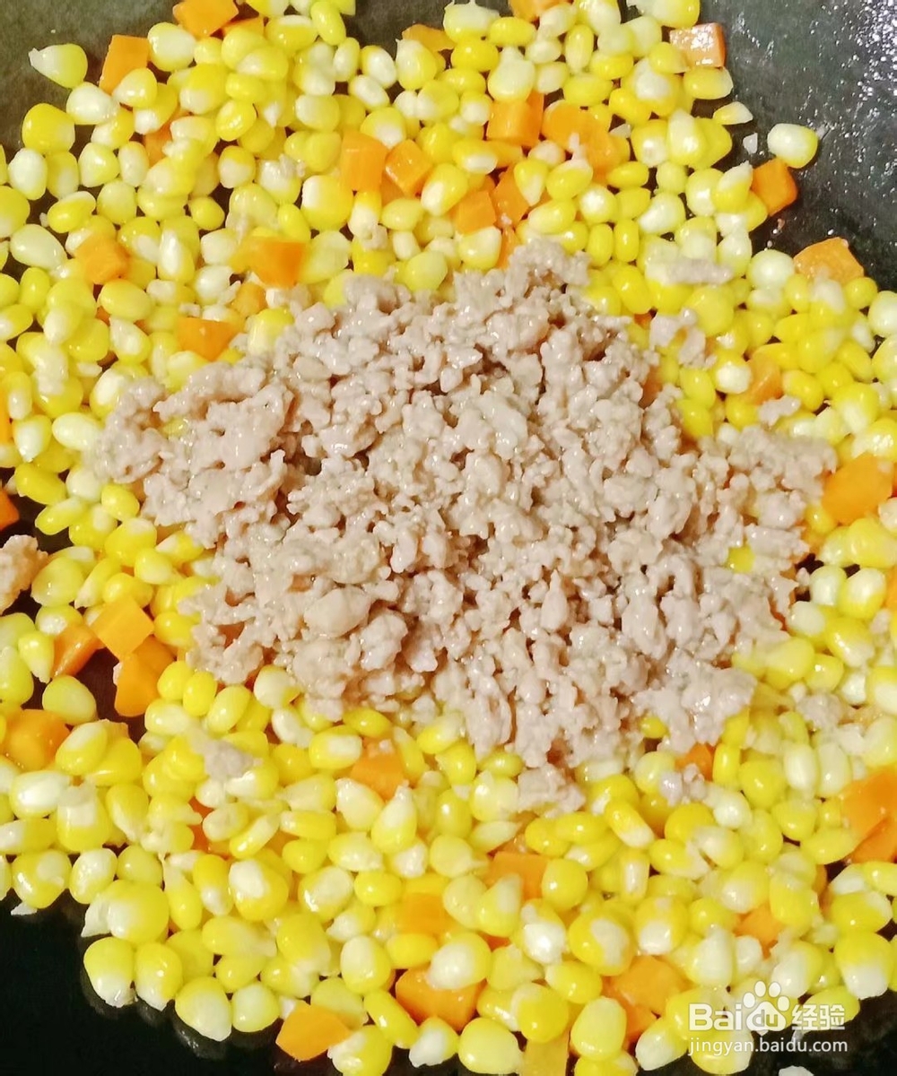玉米炒肉沫的做法