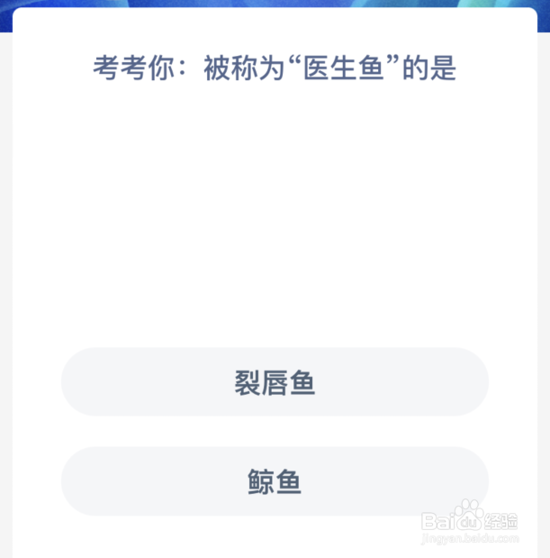 神奇海洋考考你被称为医生鱼的是