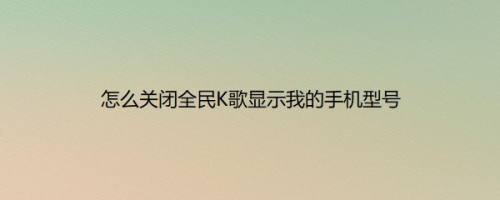 怎么关闭全民K歌显示我的手机型号