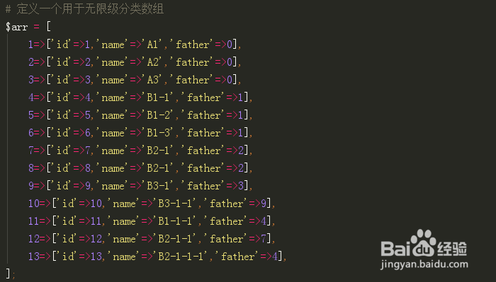 php实现无限级分类