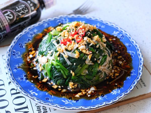 凉拌菠菜金针菇