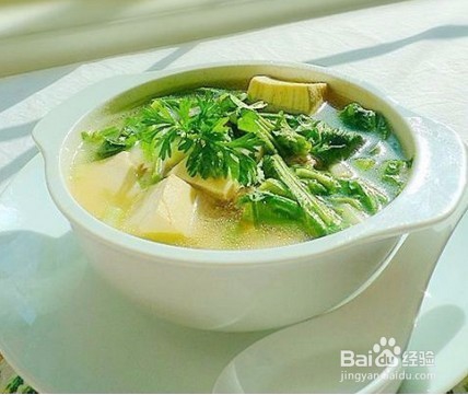 夏天降暑必备--芥菜咸蛋黄豆腐汤