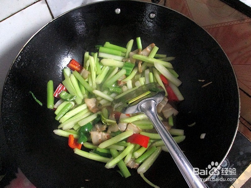 家常小菜“白菜苔梗炒五花肉”的做法