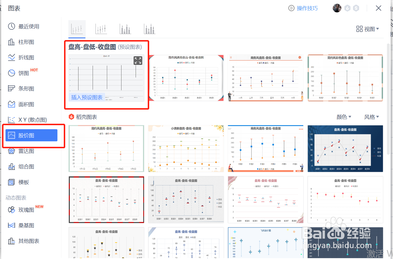 WPS表格数据怎么自动生成股价图