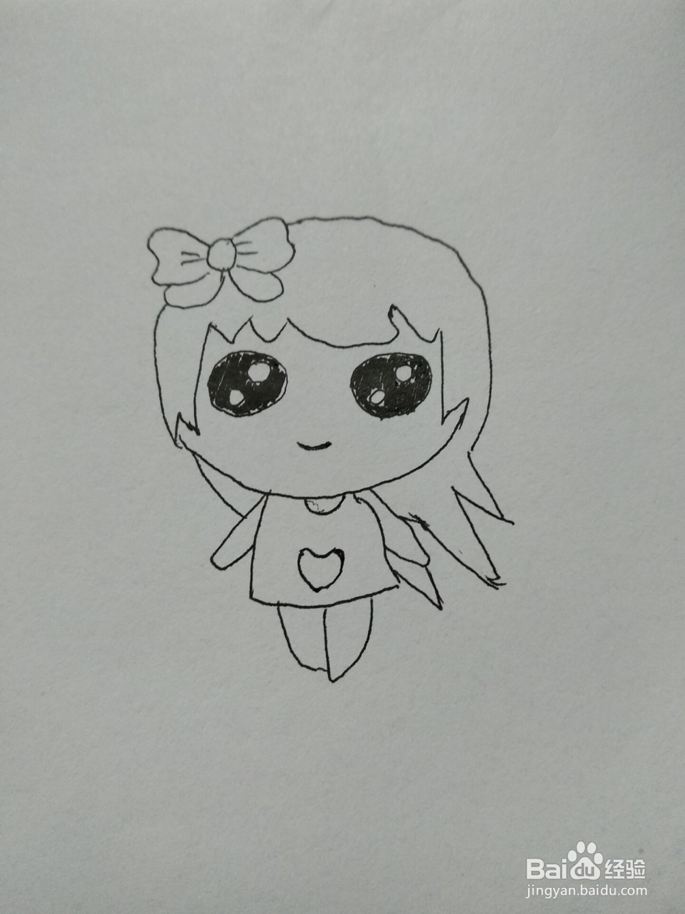 抖音中女孩简笔画步骤