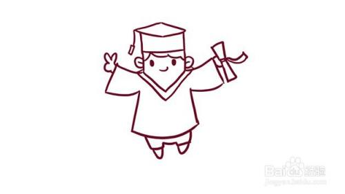 首先画一个简单的穿学士服的小人