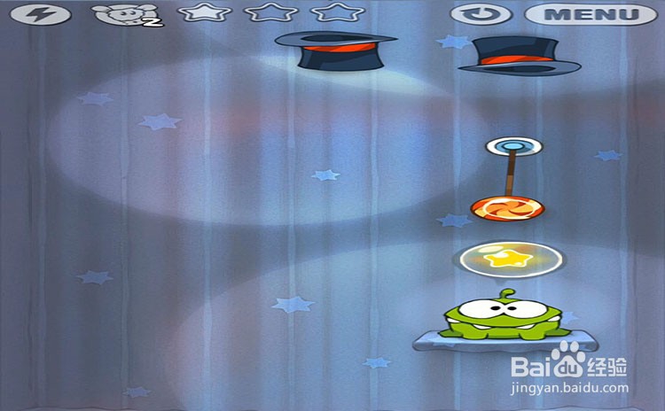 手机游戏割绳子level4-4、level4-5三星攻略