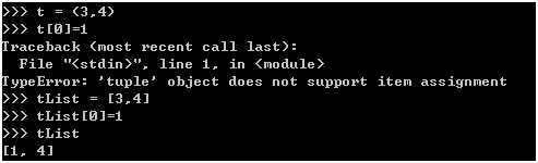 python的元组tuple的创建和常用操作