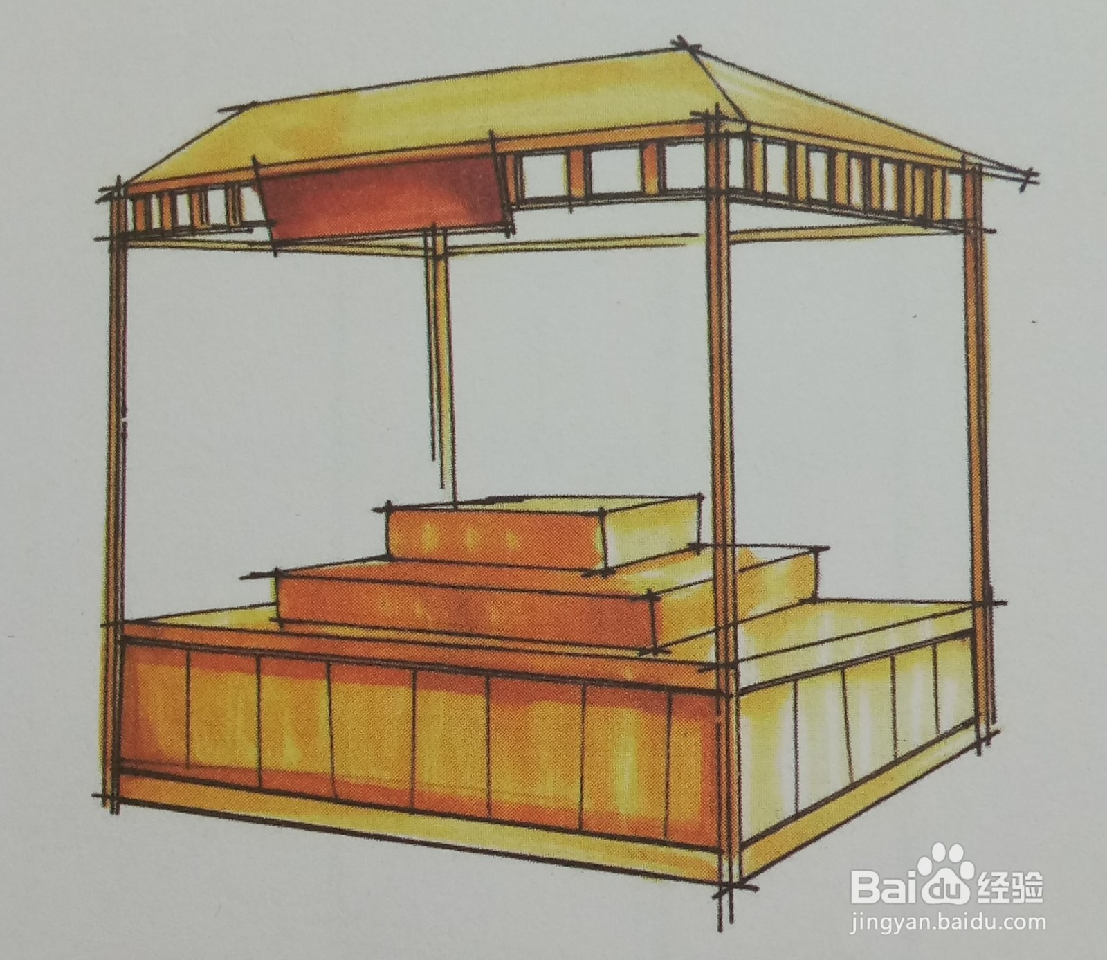 马克笔手绘木质展柜