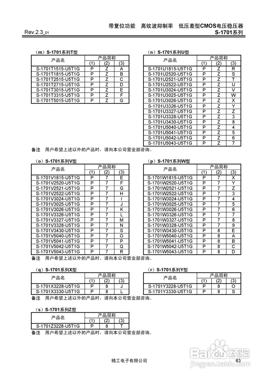 精工电子S-1701系列CMOS电压稳压器说明书:[7]