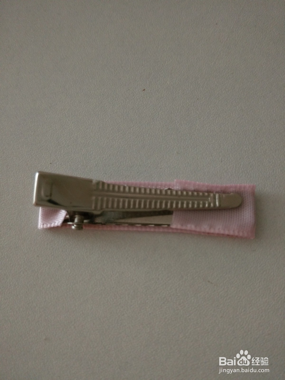 手工制作：粉色锻带蝴蝶夹（一）