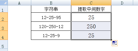 excel工作表如何提取字符串中的中间数字