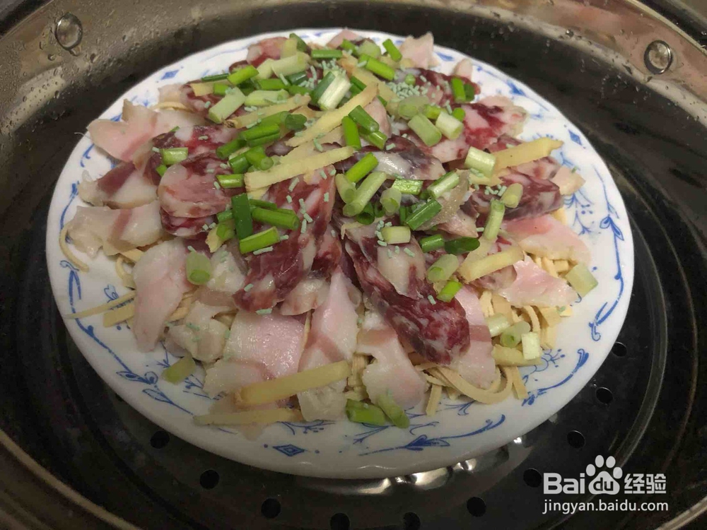 咸肉香肠蒸干丝的步骤