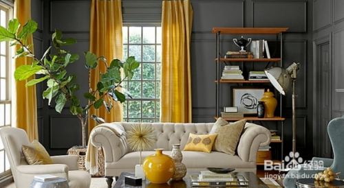 室内装修中的黄、灰色搭配