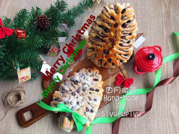 圣诞树千层豆沙面包