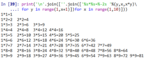 Python 如何做九九乘法表
