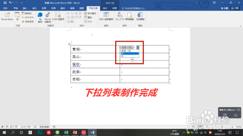 Word下拉列表制作步骤
