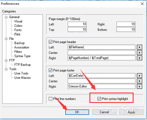 Crimson editor怎么设置高亮度打印语法