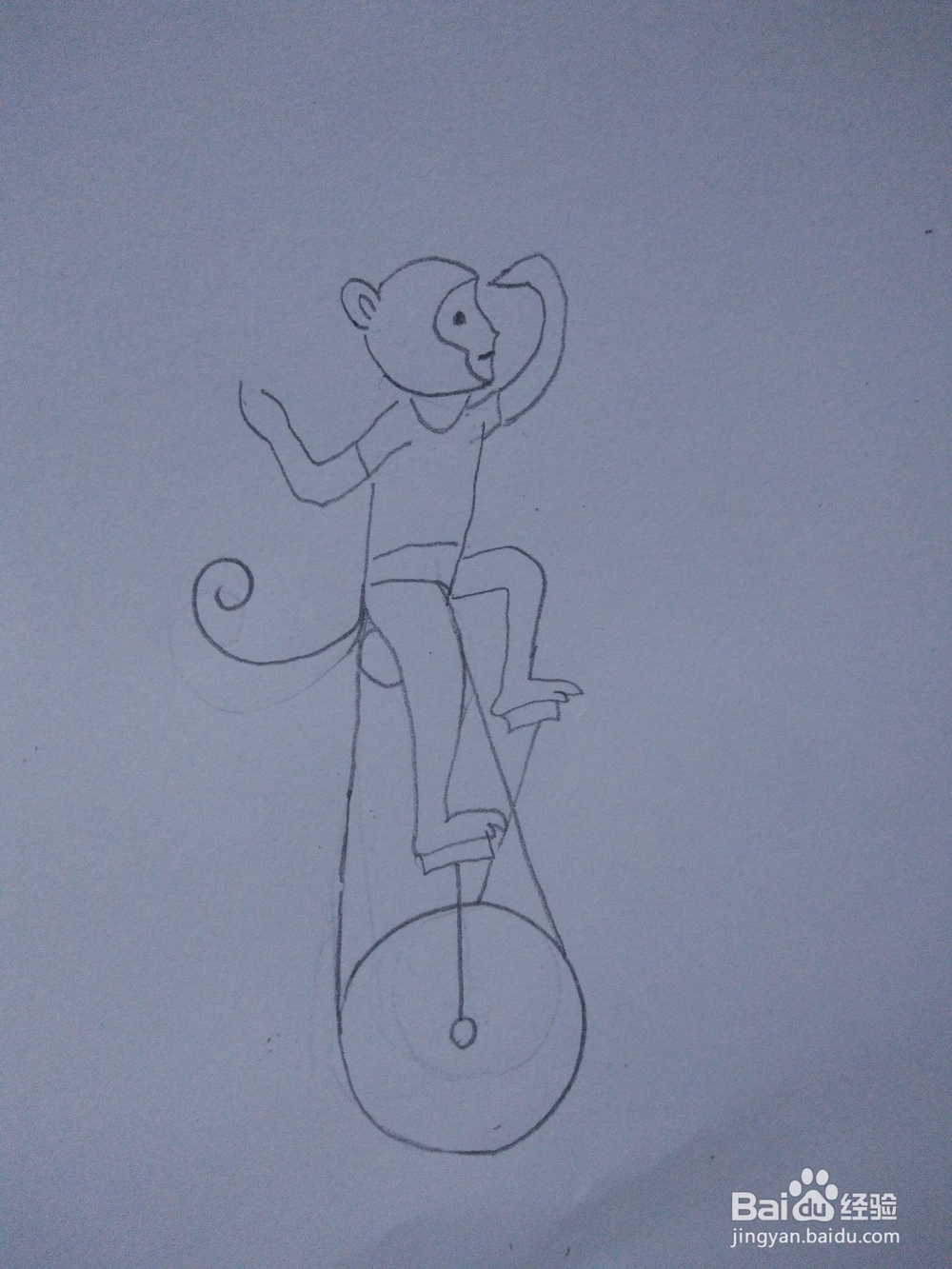 简笔画―如何画猴子骑独轮车简笔画？