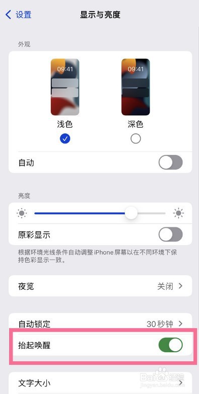 苹果手机如何设置抬起唤醒功能