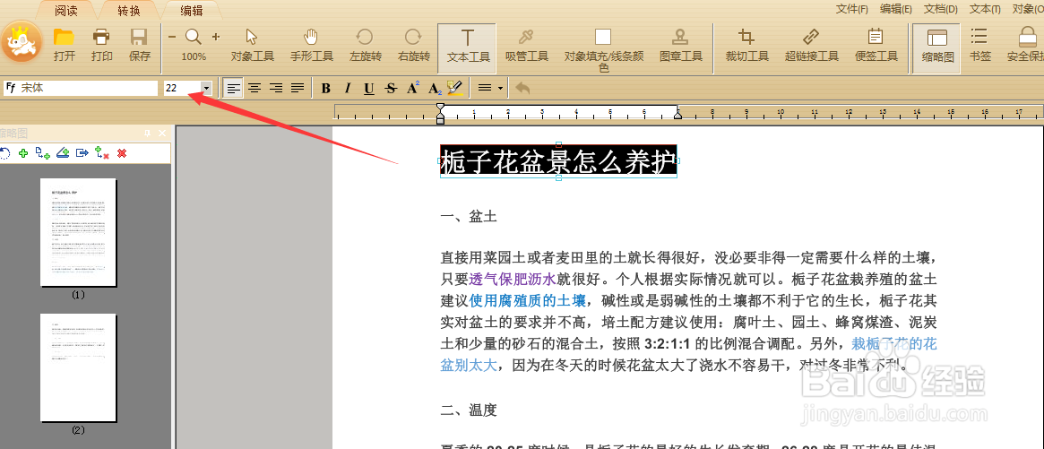 pdf如何调整字号