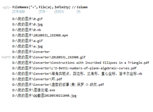 用Mathematica查看指定文件夹里面的所有文件