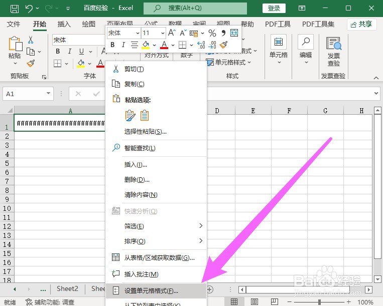 excel表格输入文字变成井号