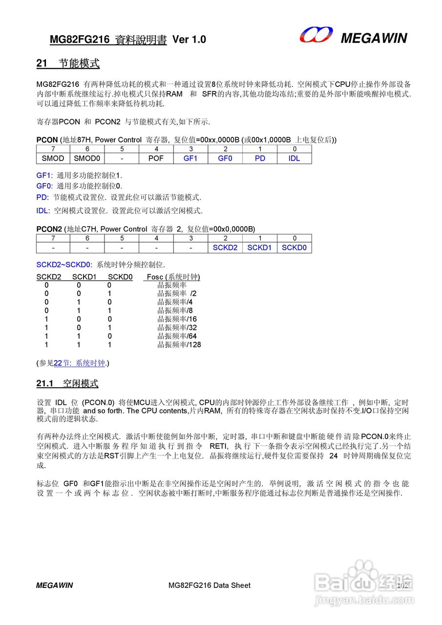 MEGAWIN MG82FG216 8 位微处理器用户手册:[11]